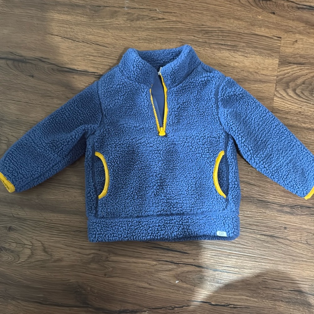 Gap 12-18 month quarter zip pullover blue and gold